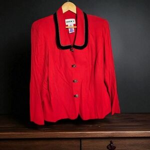 Vintage Studio 1 One Sz 20W Women's Red Blazer Jacket